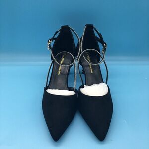 Eastanna Fashion Pointed Toe Ankle Strap Kitten Heel Pumps With Rhinestones